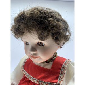 NATASHA 15" EDWIN KNOWLES Russian Girl Porcelain Vintage DOLL Red Outfit 1989